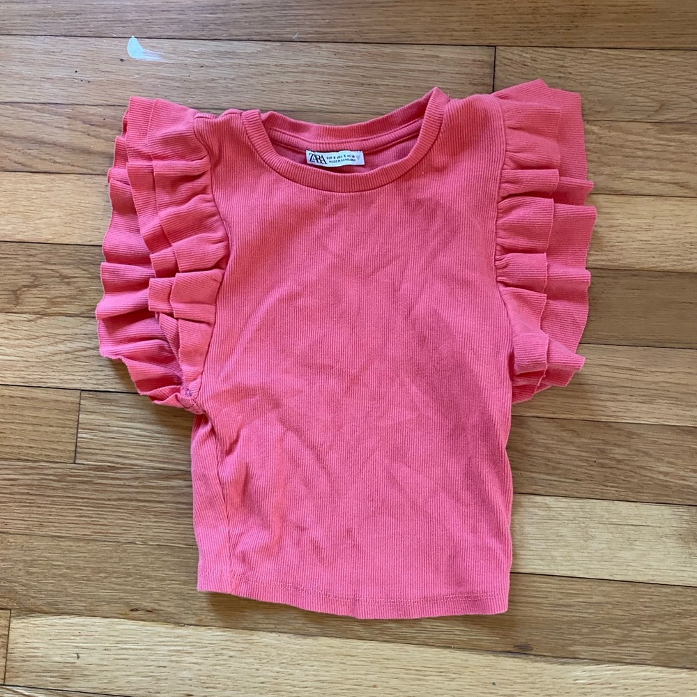 Zara coral ruffle top size small